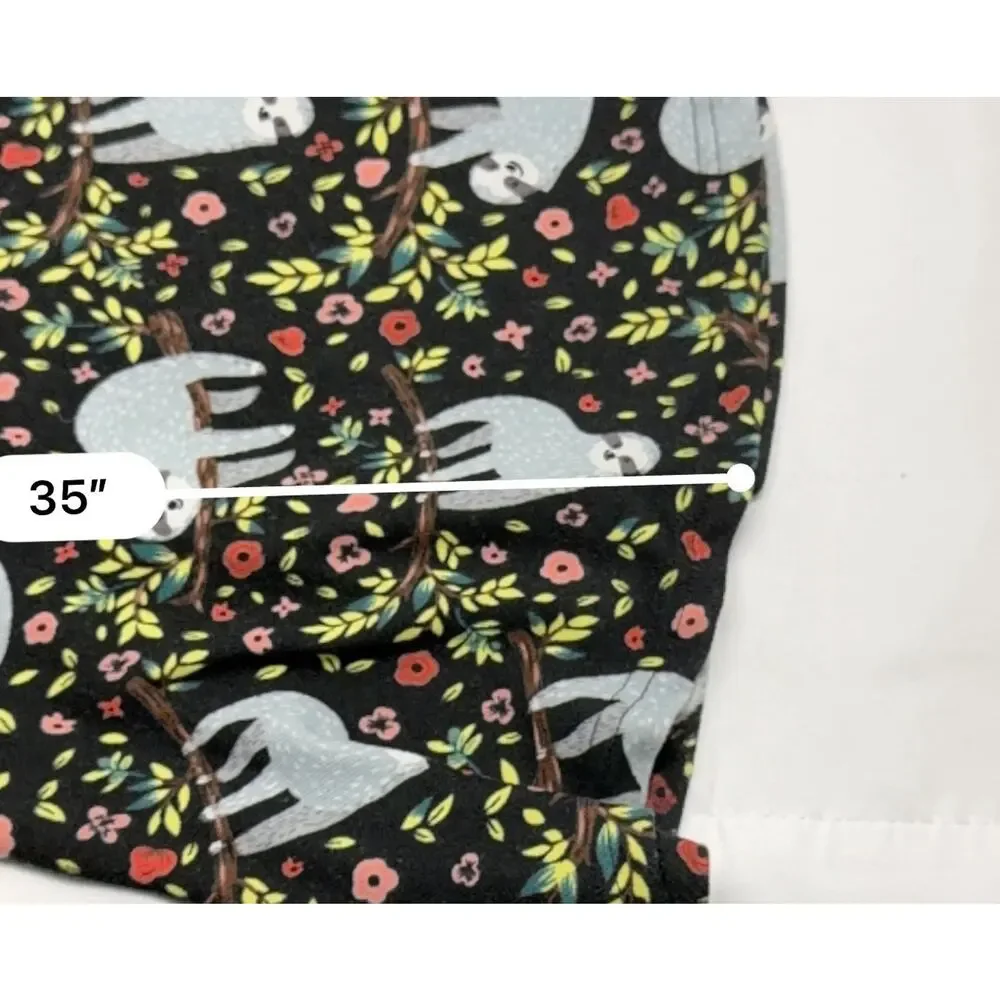 L.A Soul Sloth Dress Women's M Black Long Sleeve Fit & Flare Novelty Print